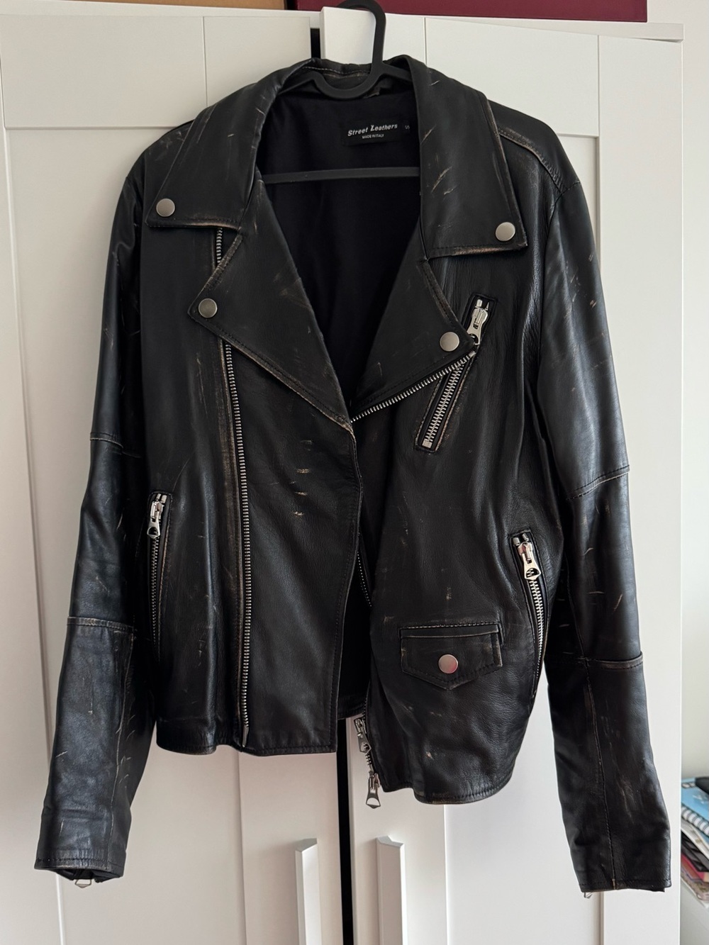 Real leather Moto Jacket for Men, size S, Italy